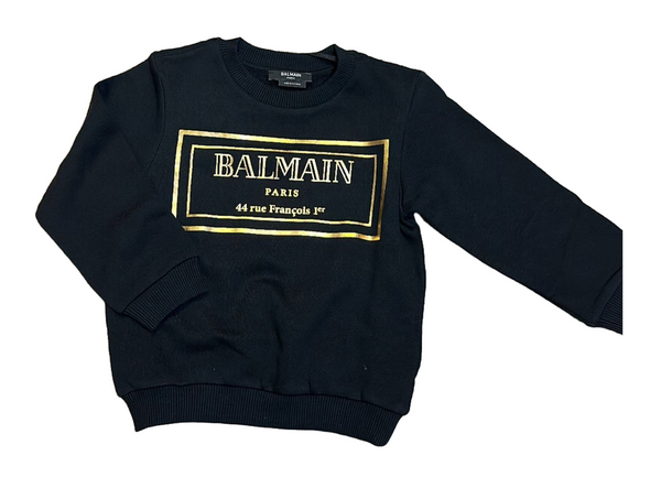 Black Sweatshirt with Gold Roman Address Logo