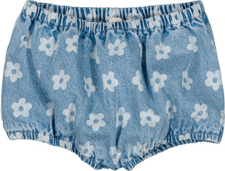Light Blue Yoyo Denim Flower Bloomer