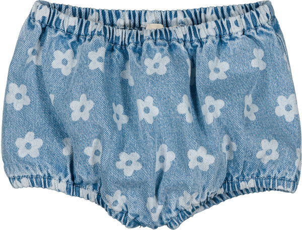 Light Blue Yoyo Denim Flower Bloomer