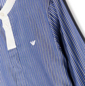 Blue and White Verticle Stripe Contrast Shirt