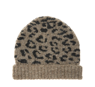 Brown Animal Print Knit Baby Hat