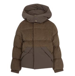 Brown Quilted Detachable Hooded Curdory Jacket