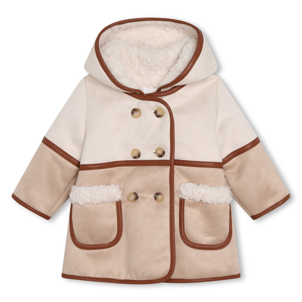 Stone Colorblock Hooded Sherling Coat