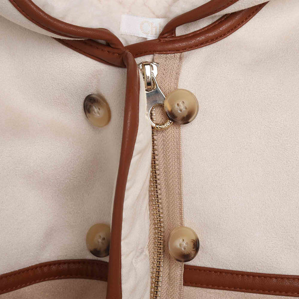 Stone Colorblock Hooded Sherling Coat