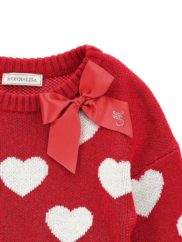 Red and White Heart Sweater