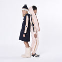 Navy Hooded Logo Dress with Sleeve Stripes