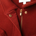 Red Ruffled Wool Bomber Jacket