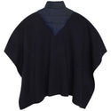 Navy Wool Bi-Material Knitted Cape