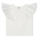 White Jersey Top with Eyelet Trim
