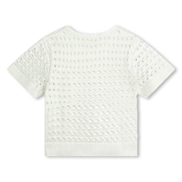 Lame Silver Short Sleeve Sweater