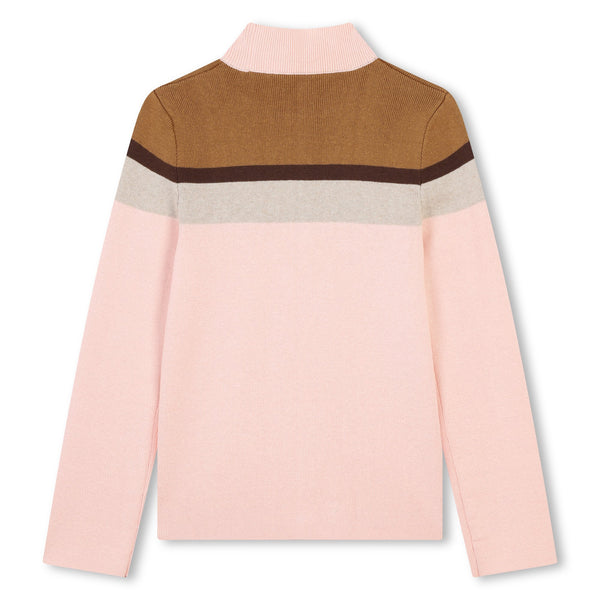 Washed Pink Colorblock Knit Sweater