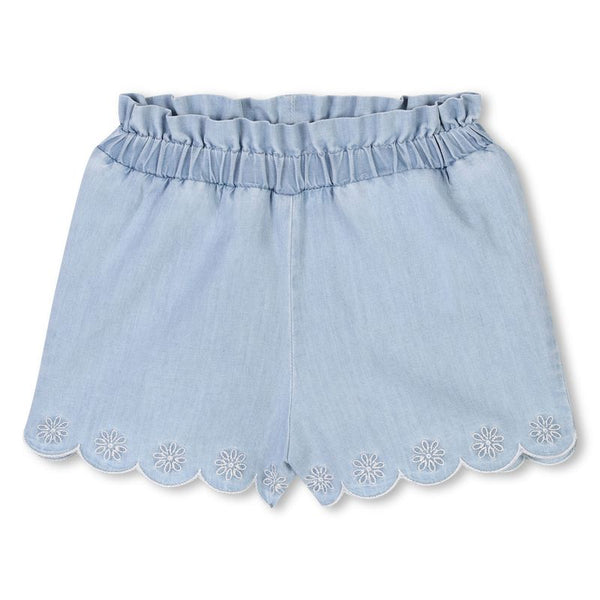 White and Blue Ruffle Shorts Set