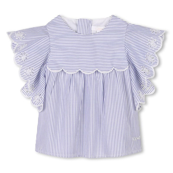 White and Blue Baby Striped Blouse