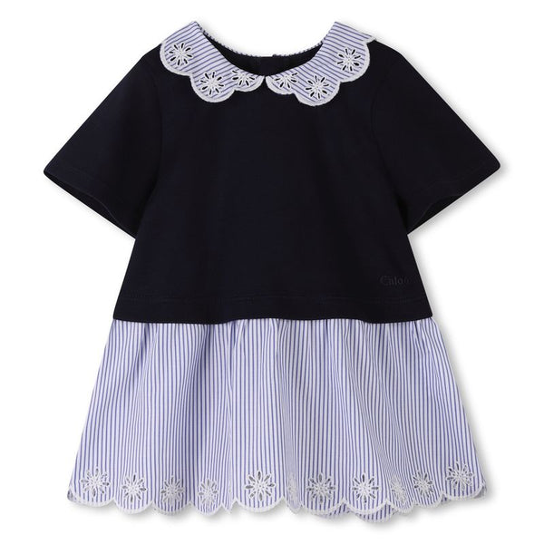 White and Blue Collared Baby Dress