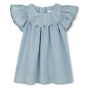 Light Blue Denim Scallop Collar Dress