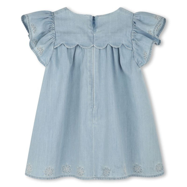 Light Blue Denim Scallop Collar Dress