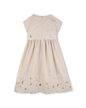 Cream Openwork Floral Hem Poplin Dress