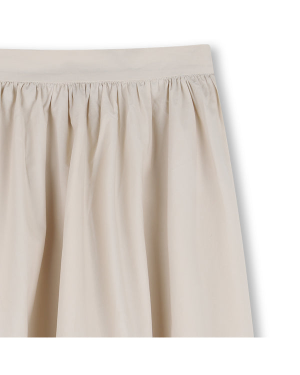 Cream Openwork Floral Hem Poplin Skirt