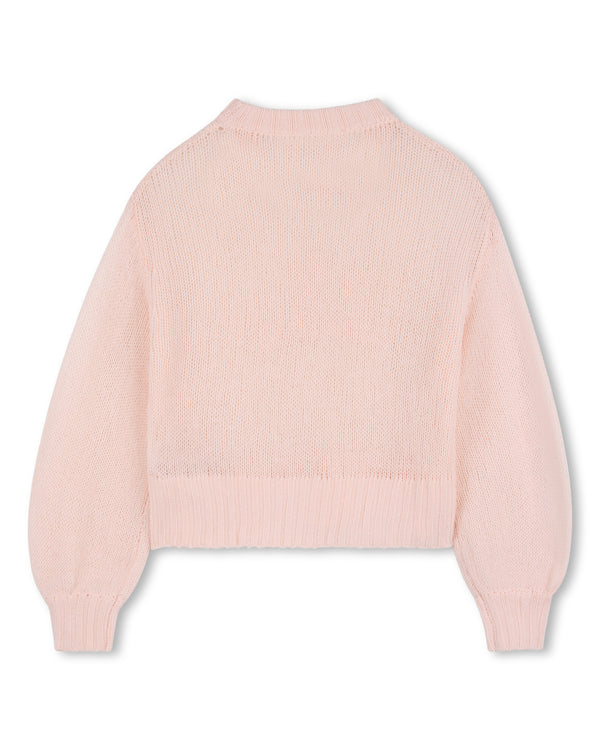 Pink Open Stitch Logo Sweater