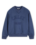 Blue Washed Applique Logo Crewneck