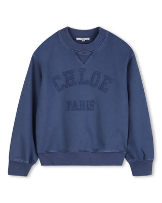 Blue Washed Applique Logo Crewneck