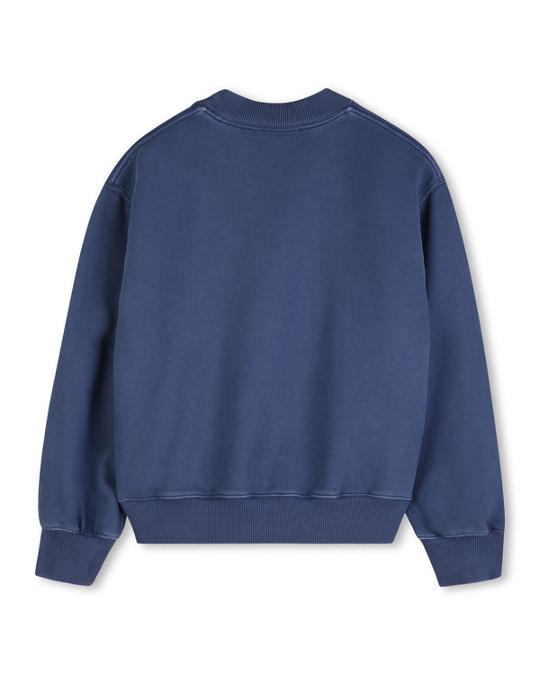 Blue Washed Applique Logo Crewneck