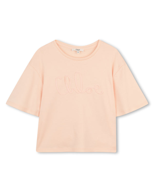 Pink Stitched Logo Tee