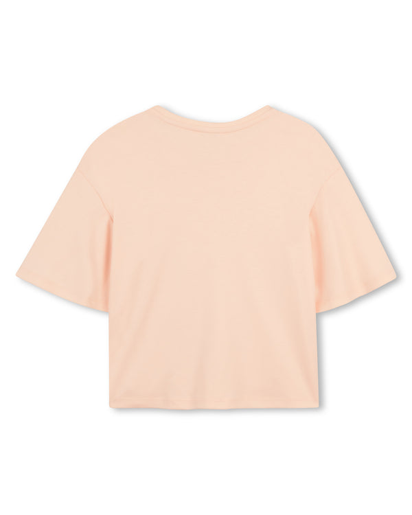Pink Stitched Logo Tee