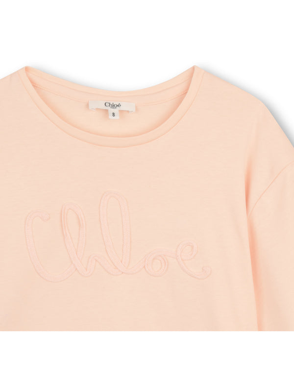 Pink Stitched Logo Tee