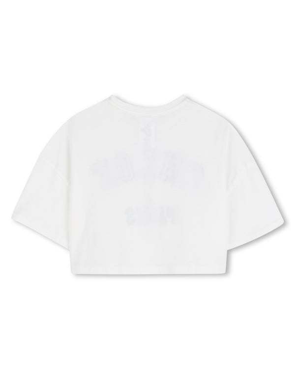 White Varsity Logo Cropped Tee