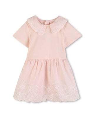 Pink Baby Openwork Floral Collar Dress