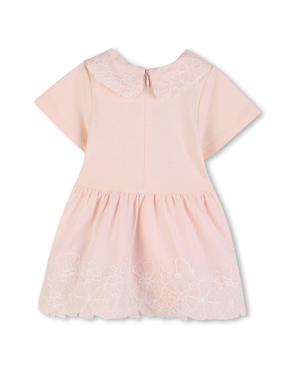 Pink Baby Openwork Floral Collar Dress
