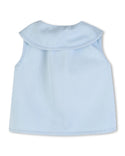 Blue Baby Denim Stitched Collar Tank Top