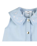 Blue Baby Denim Stitched Collar Tank Top