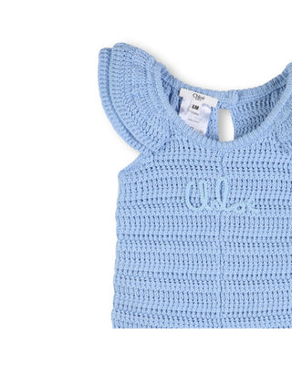 Blue Baby Crochet Logo Romper