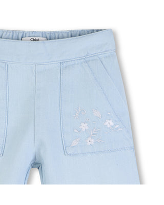 Blue Baby Denim Stitched Pocket Jean