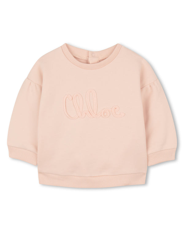 Pink Baby Stitched Logo Crewneck