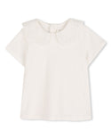 White Baby Openwork Floral Collar Tee