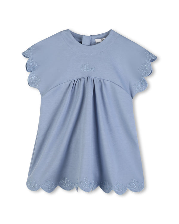 Blue Baby Logo Scallop Hem Dress