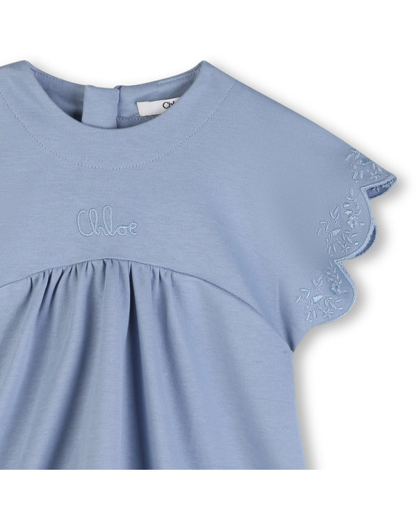 Blue Baby Logo Scallop Hem Dress