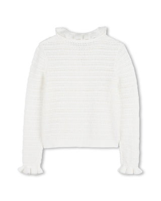 White Stitched Logo Cardigan