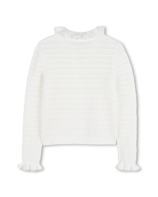 White Stitched Logo Cardigan