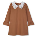 Tan with White Lace Collar Dress