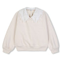 Cream Heathered Lace Collar Sweatshirt