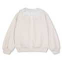Cream Heathered Lace Collar Sweatshirt