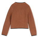 Tan Knit Heart Crewneck Sweater