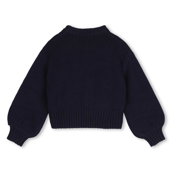 Navy Knit Logo Crewneck Sweater