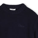 Navy Knit Logo Crewneck Sweater