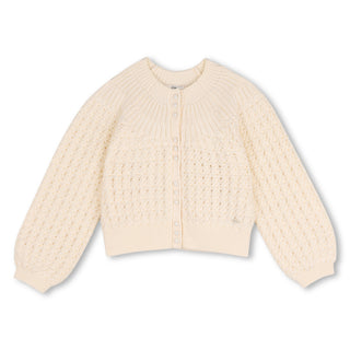 Ivory Textured Knit Cardigan