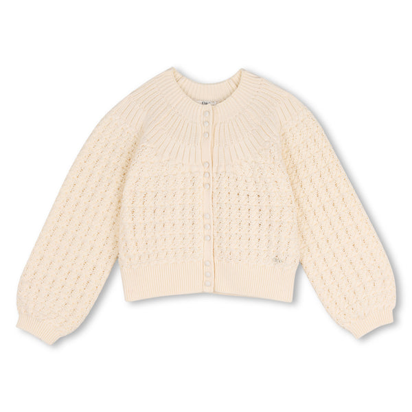 Ivory Textured Knit Cardigan